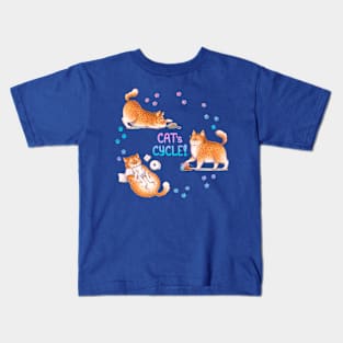 Cat's Cycle (Pink Blue) Kids T-Shirt